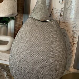 SOLD!! Elegant Set of Silver Textured Vases